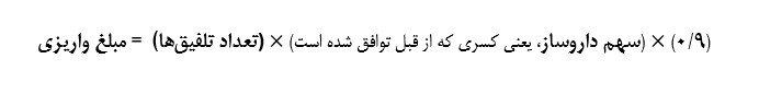 فرمول محاسبه واریز تلفیق دارویی برای داروساز